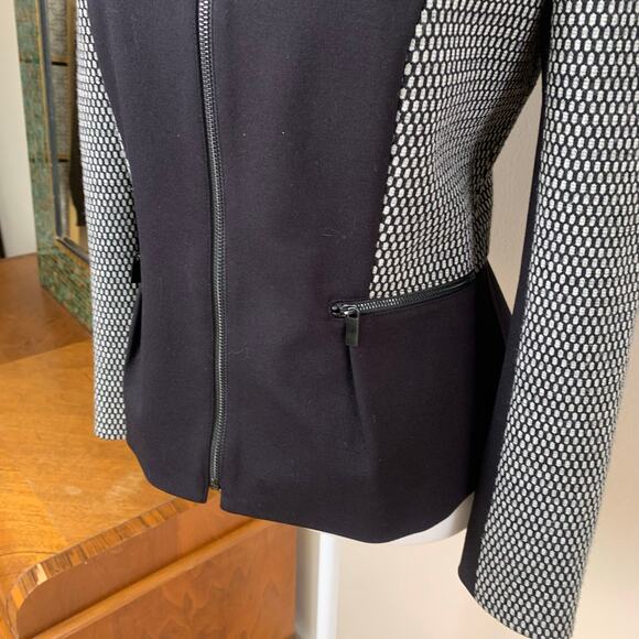 Classiques Entier Size M Zip Wool Blazer Jacket Gray Black Fitted Flattering - Picture 4 of 7